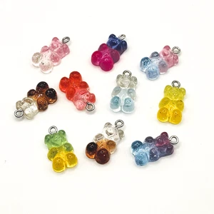 10 Gummibärchen glitzer Anhänger Schmuck Schlüsselanhänger Deko Basteln Harz - Bild 1 von 1