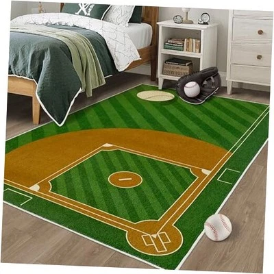 Alfombra de béisbol para habitación de niños: alfombra deportiva antideslizante 3x5 para dormitorio o  Foto 1 de 4