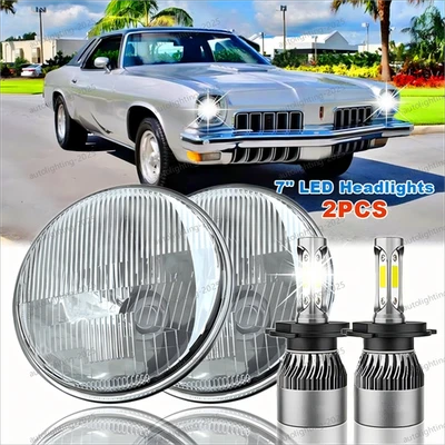 Faros LED redondos de 2 piezas de 7" Halo DRL señal de giro para Cutlass Supreme de automóvil antiguo Foto 1 de 4