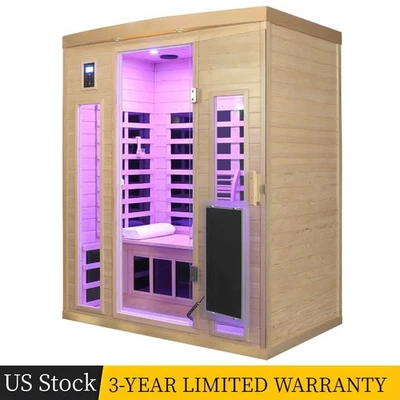 Low EMF Far Infrared Sauna Room 3 Person Home Sauna Spa Detox Therapy 2130W - Image 1 of 4