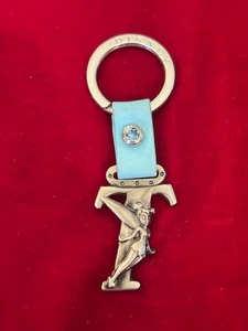 Disney Tinkerbell Buchstabe T Schlüsselanhänger Schlüsselring Kette blau Zinn - Bild 1 von 3