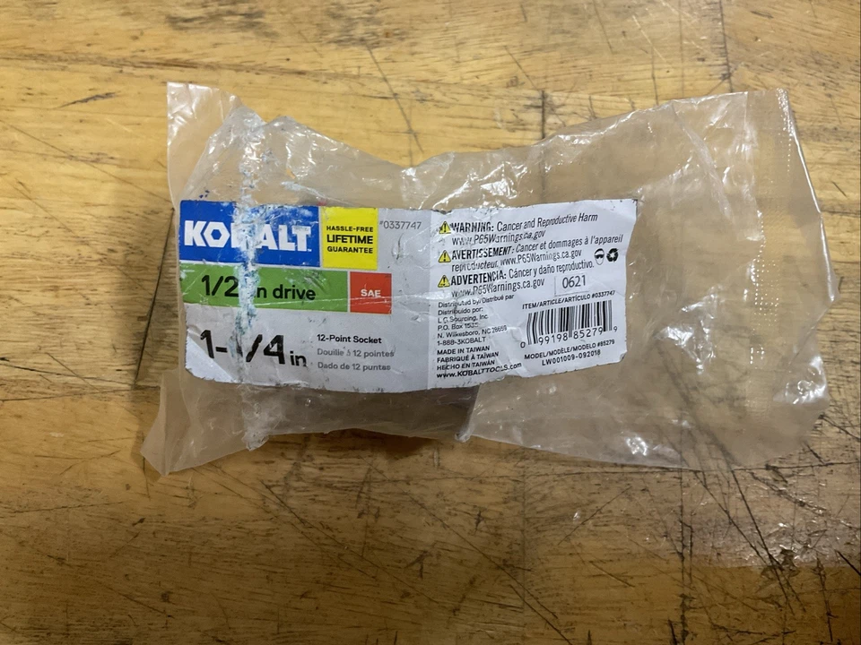 KOBALT 337747,  1-1/4in.  1/2 Drive 12pt SAE Socket- Red Stripe - Store Pkging - Image 1 of 1