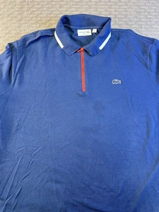 Polo Lacoste Para Hombres 4XL Azul Hecho en Francia Cuarto Cremallera Manga Corta Logo - Imagen 1 de 12