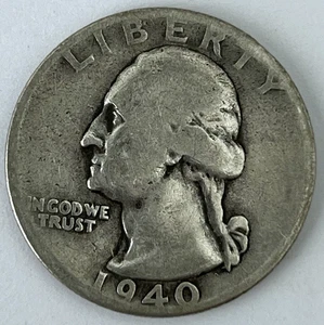 🦅 1940 Washington Quarter, 90% Silver,  Scarce 🗝️ KEY DATE, ESTATE FINE, L👀K! - Picture 1 of 3