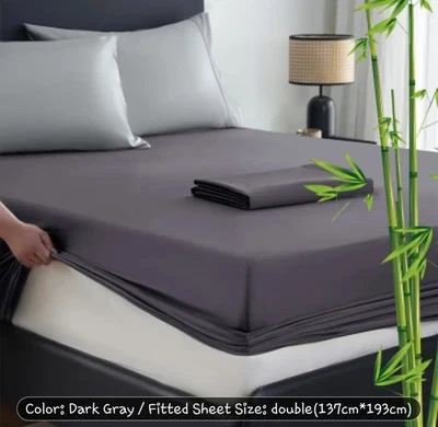 Sábana bañera ajustable doble gris oscuro enfriamiento suave transpirable TC de bambú 2000 solamente Foto 1 de 2