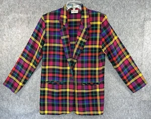 Vintage Mixit karierter Blazer Jacke mit Knöpfen Damen Größe M 80er 90er - Bild 1 von 9
