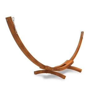 10 ft. n Pine Hardwood Arc Frame Hammock Stand with Hooks and Chains, Bronze - Picture 1 of 7