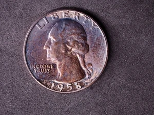 1958-D Washinton Quarter Dollar Silber coole Tönung - Bild 1 von 4