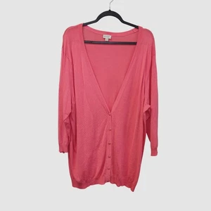 Avenue Womens Coral Button Front Cardigan Sweater Size 14/16 2371 - Picture 1 of 7
