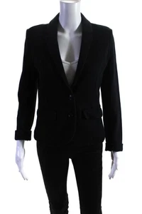 Whistles Womens Waffle Knit Two Button Long Sleeved Cardigan Blazer Black Size 4 - Picture 1 of 8