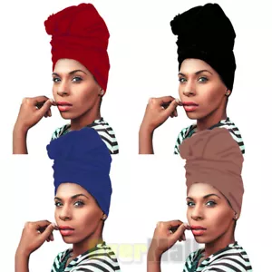 ** Women's Turban Stretch Knit Head Wrap Hair Jersey Scarf Tie Chemo African - Picture 1 of 44