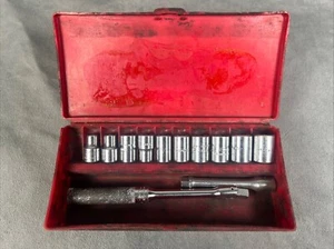 Vintage Fleet Tools Socket Set Case 1/4" Drive With 10 Sockets USA ๐บ๐ธ - Picture 1 of 2