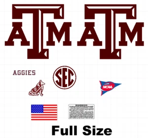 Texas A&M Aggies Full Size FS Football Helmet Decals SEC & Flag - Picture 1 of 1