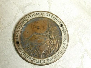 Auto Plakette Nachtorientierungsfahrt Motorsportclub Bayreuth 15.04.1950! - Bild 1 von 2