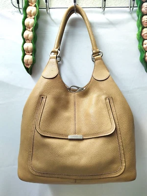 Tod's British Tan Pebbled Leather Front Pocket Shoulder Bag Purse - Image 1 of 4