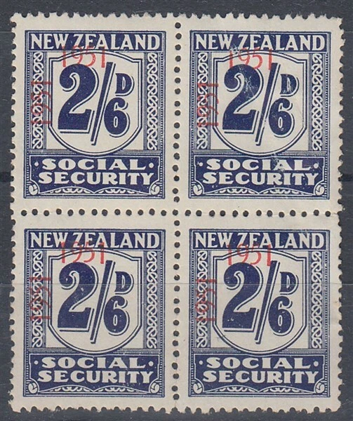 NEW ZEALAND 1951 WAGE TAX REVENUE 2/6d. MINT BLOCK (4) (ID:095/D63218) - Image 1 of 1