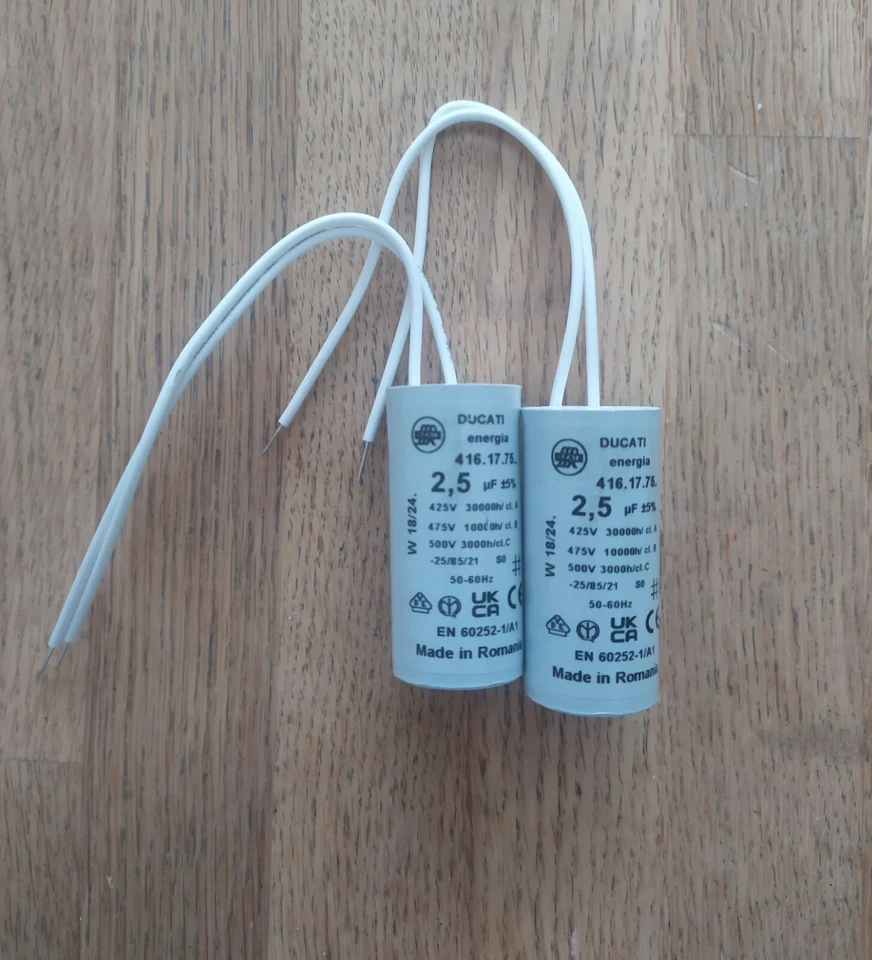 DUCATI ENERGIA Lot 2 Condensateurs 2,5uF 2,5µF pour moteur volet roulant avec fils