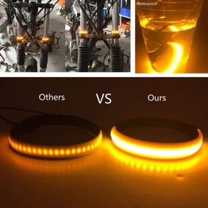 1Pair SMD LED Strip Motorcycle Bike Car Fork Turn Signal Indicator Light Blink - Picture 1 of 12