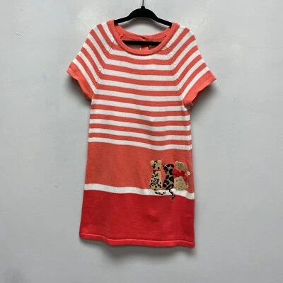 Gymboree Girls Red Orange Striped Pullover Cotton Crew Neck Button Dress 4T New - Image 1 of 4