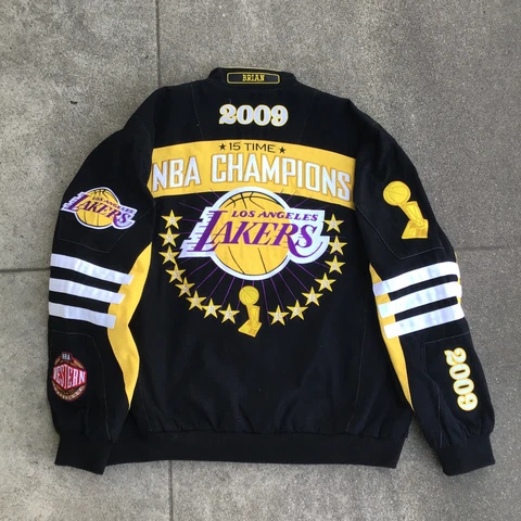 JH Design 2009 LA Lakers Championship NBA Jacket Black/Yellow Size 3XL Patches Cover