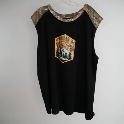 RealTree Staghorn Creek 2XL T-shirt Sleeveless Balck Camouflage Orange Tank Top - Image 1 of 4