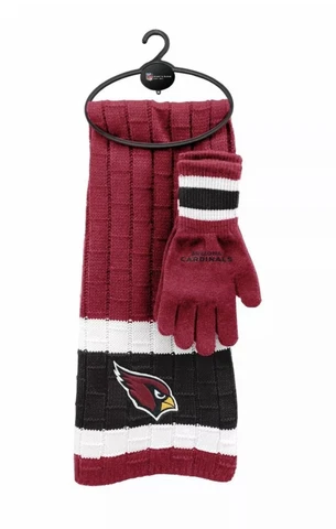 Arizona Cardinals NFL Licensed Scarf and Gloves Gift Set with Free Shipping Cover