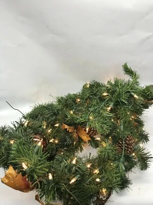  White light up Decorated Christmas Green Large Garland Holiday Home Decor 8 ft - Image 1 of 4