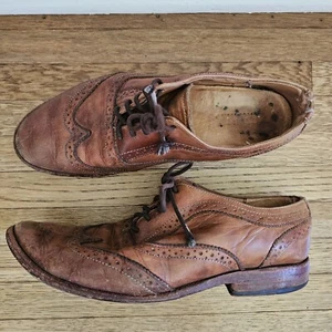 Bed Stu cobbler series brown distressed wing tip oxfords dress shoes leather 10 - Picture 1 of 11