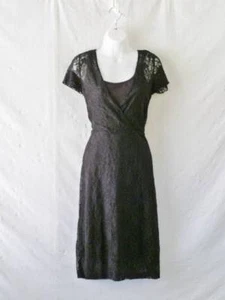 Abito da cocktail casual Territory Ahead 2 strati nero pizzo elasticizzato con slip in jersey ~ S - Foto 1 di 7