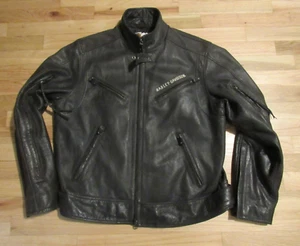 Harley Davidson Leather Jacket mens large Black cafe - Picture 1 of 8