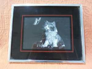 Cat & Butterfly - Figi Giftrware #261, marco de metal (algún desgaste), EE. UU. 1979 - Imagen 1 de 5