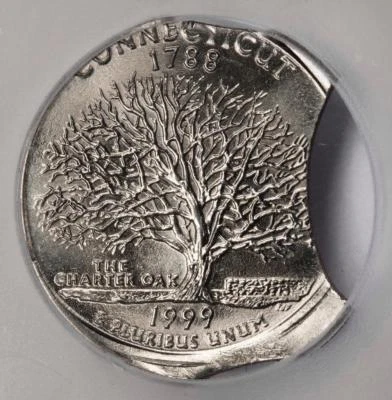 1999 IGC MS65 Off Center Triple Clips Connecticut Quarter Mint Error Rare - Image 1 of 4