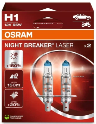 OSRAM Night Breaker Laser +150% H1 Car Headlight Bulbs (Twin Pack) - Image 1 of 2