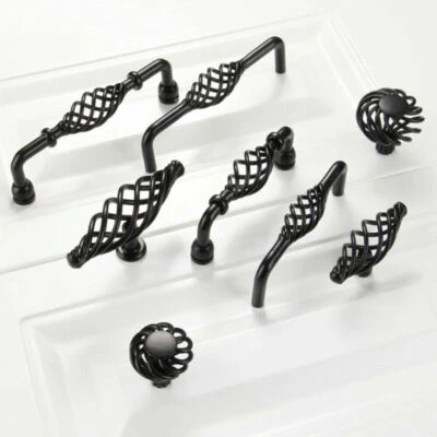 Vintage / Retro Bird Cage Cuisine Armoire Porte Placard Tiroir Pull Poignée Noir - Photo 1/4