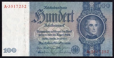 Germany 100 Reichsmark 1935 P183a, Ro.176a, * AUnc+ * - Image 1 of 4
