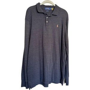 Polo Ralph Lauren Classic Slim Fit Polo Shirt Size XL Gray Long Sleeve Pony - Picture 1 of 12