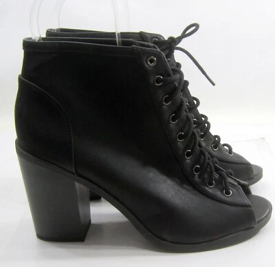 NEW Black 4"High Block Heel Open Toe  lace up  Shoes WOMEN Size 7 - Image 1 of 4