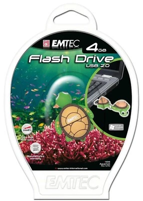 New Sealed Emtec 4GB USB 2.0 Flash Drive M316 Aquarium Turtle Novelty Gift Item - Image 1 of 4