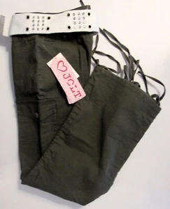 NWT GIRLS ARMY GREEN JOLT JEANS CAPRI CROP JEAN PANTS w/ WHITE BELT  SIZE 12 $28 - Picture 1 of 1