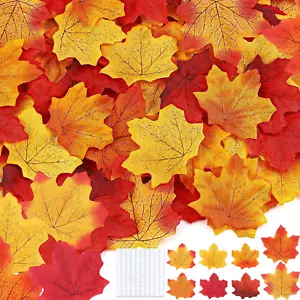 400 Piece Fall Leaves Set 7 Colors Artificial Autumn Maple Leaf Decor - Picture 1 of 12