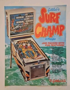 GOTTLIEB SURFER FLIPPER FLIPPER 1976 Brochure Pubblicità Promozionale Vintage  - Foto 1 di 19