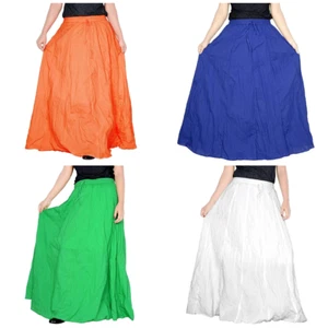 Women cotton long Skirt Full length Maxi Skirt Solid Comfortable Skirt - Picture 1 of 74