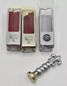 Wax Seal Fleur Di Lis Gartner Studios Hearts Stamper w/ 6+ Sticks Burgundy wax - Picture 1 of 6