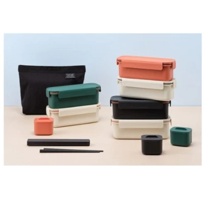 Lock & Lock Slim Dosilock 2 layers Lunch box + Divider + Chopsticks + Pouch Set - Image 1 of 4