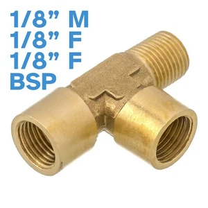 Camiseta divisor de tubo de montaje de 3 vías de latón 1/8" MFF macho hembra BSP - Imagen 1 de 3