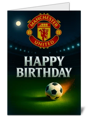 UK WIDE PRINT Ultrahigh Definition Good Size Birthday Card - Man United Themed Greeting Card