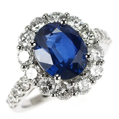 Anillo de diamantes de zafiro Pt950 4,005 quilates D1,69 quilates - Auténtico envío gratuito desde Japón - Automático Foto 1 de 4