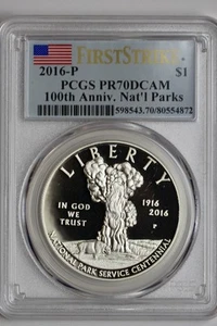 2016-S Half Dollar PCGS PR70DCAM First Strike 100 Ann Natl Park Service - Picture 1 of 2