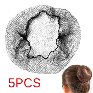 5PCs Women Ballet Dance Skating Snoods Hair Net Bun Cover Black Nylon Materia-ml - Picture 1 of 6