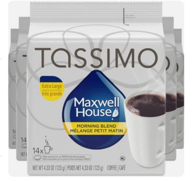 Tassimo Maxwell House Morning Blend Coffee 5 Bags x 14 = 70 Discs READ